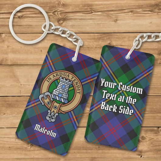 Clan Malcolm Crest over Tartan Schlüsselanhänger