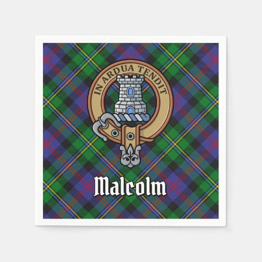 Clan Malcolm Crest over Tartan Serviette (Vorderseite)