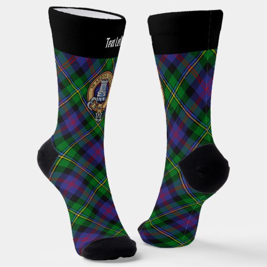 Clan Malcolm Crest over Tartan Socken (Gewinkelt)