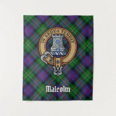 Clan Malcolm Crest over Tartan Wandteppich (Vorderseite)