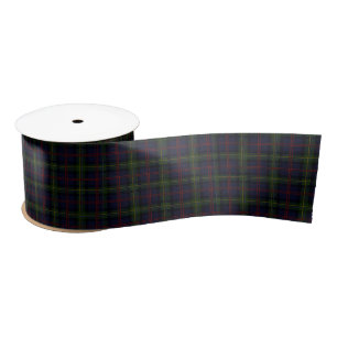 Clan Malcolm Kariert Tartan Green Lila Black Karo Satinband