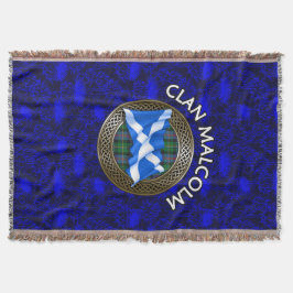 Clan Malcolm Tartan Knot & Flag Decke