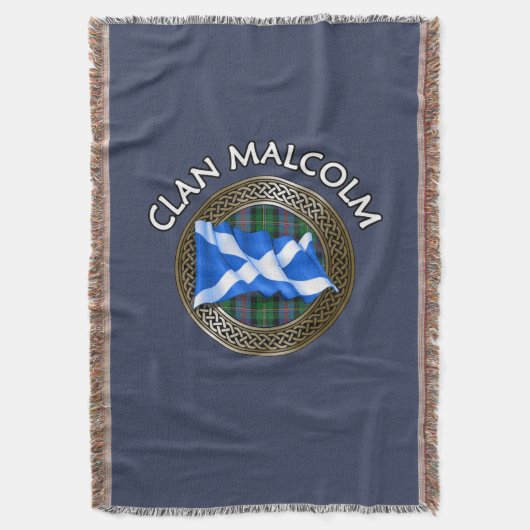 Clan Malcolm Tartan Knot & Flag Decke (Vorderseite Vertikal)