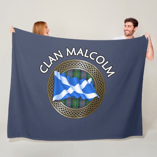 Clan Malcolm Tartan Knot & Flag Fleecedecke (Beispiel)