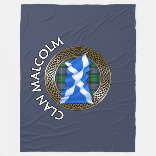 Clan Malcolm Tartan Knot & Flag Fleecedecke (Vorderseite)
