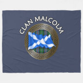 Clan Malcolm Tartan Knot & Flag Fleecedecke (Vorderseite (Horizontal))