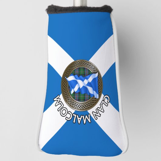 Clan Malcolm Tartan Knot & Flag Golf Headcover (Rotieren 90)
