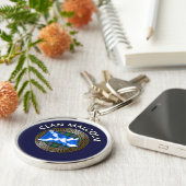 Clan Malcolm Tartan Knot & Flag Schlüsselanhänger (Seite)