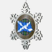 Clan Malcolm Tartan Knot & Flag Schneeflocken Zinn-Ornament (Rechts)
