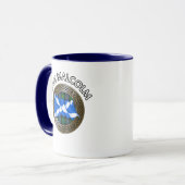 Clan Malcolm Tartan Knot & Flag Tasse (Vorderseite Links)