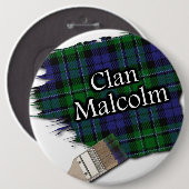 Clan Malcolm Tartan Paint Brush Button (Vorne & Hinten)