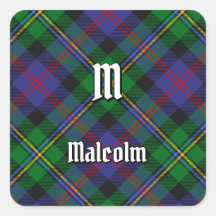 Clan Malcolm Tartan Quadratischer Aufkleber