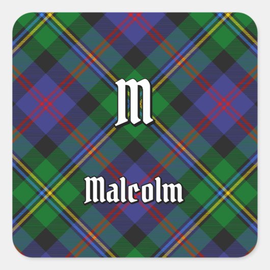 Clan Malcolm Tartan Quadratischer Aufkleber (Vorderseite)