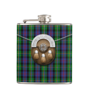 Clan-Malcolm Tartan und Sporran Flachmann