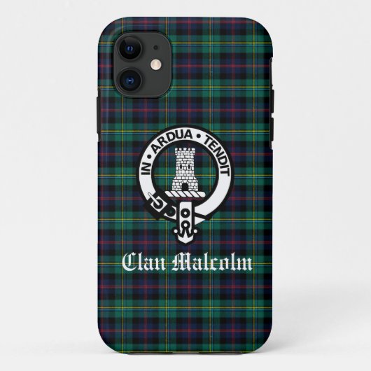 Clan Malcolm Tartan und Wappen Case-Mate iPhone Hülle (Rückseite)