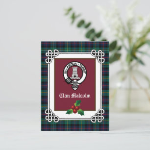 Clan Malcolm Wappen Abzeichen & Tartan Postkarte
