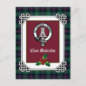 Clan Malcolm Wappen Abzeichen & Tartan Postkarte (Vorderseite)