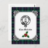 Clan Malcolm Wappen Abzeichen & Tartan Postkarte (Vorne/Hinten)