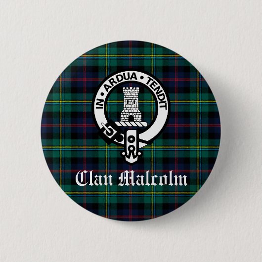 Clan Malcolm Wappen Abzeichen und Tartan Button (Vorderseite)