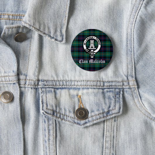 Clan Malcolm Wappen Abzeichen und Tartan Button (Beispiel)