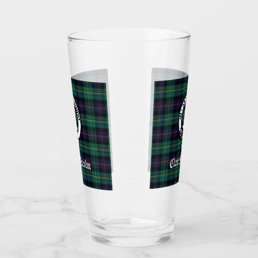 Clan Malcolm Wappen Abzeichen und Tartan Glas (Links)