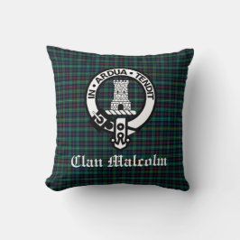 Clan Malcolm Wappen Abzeichen und Tartan Kissen