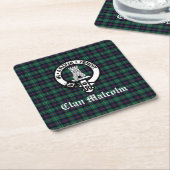 Clan Malcolm Wappen Abzeichen und Tartan Rechteckiger Pappuntersetzer (angewinkelt)