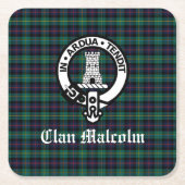 Clan Malcolm Wappen Abzeichen und Tartan Rechteckiger Pappuntersetzer (Vorderseite)