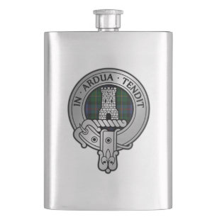 Clan Malcolm Wappen & Tartan Flachmann