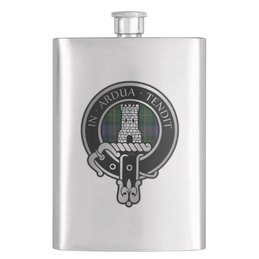 Clan Malcolm Wappen & Tartan Flask Flachmann (Vorderseite)