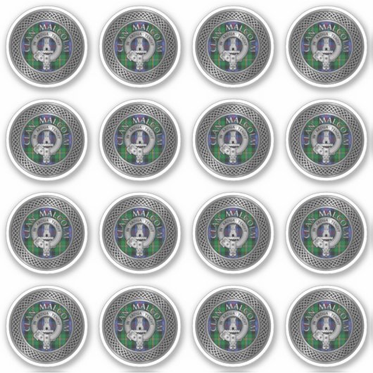 Clan Malcolm Wappen & Tartan Knot Aufkleber (Vorderseite)