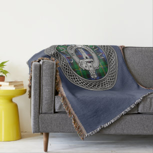 Clan Malcolm Wappen & Tartan Knot Decke