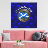 Clan Malcolm Wappen & Tartan Knot on Thistle Leinwanddruck (Insitu (Wohnzimmer))