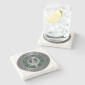 Clan Malcolm Wappen & Tartan Knot Steinuntersetzer (Seitenansicht)