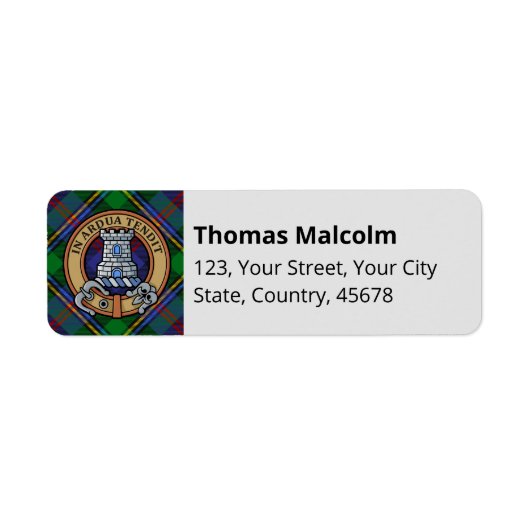 Clan Malcolm-Wappen über Tartan (Vorne)