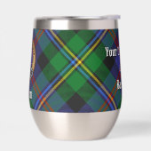 Clan Malcolm-Wappen über Tartan (Links)
