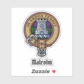 Clan Malcolm-Wappen über Tartan Aufkleber (Blatt)