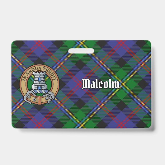 Clan Malcolm-Wappen über Tartan Ausweis (Vorderseite)