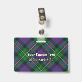 Clan Malcolm-Wappen über Tartan Ausweis (Rückseite mit Clip)