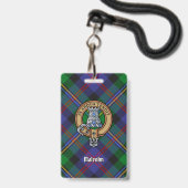 Clan Malcolm-Wappen über Tartan Ausweis (Vorderseite mit Lanyard)