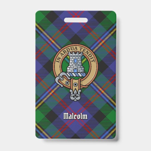 Clan Malcolm-Wappen über Tartan Ausweis (Vorderseite)
