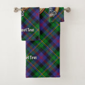 Clan Malcolm-Wappen über Tartan Badhandtuch Set (Insitu)