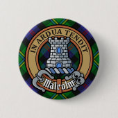 Clan Malcolm-Wappen über Tartan Button (Vorderseite)