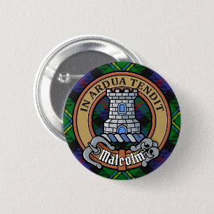 Clan Malcolm-Wappen über Tartan Button