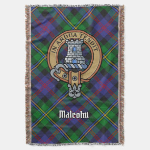 Clan Malcolm-Wappen über Tartan Decke