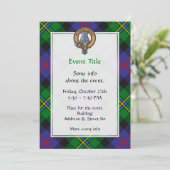 Clan Malcolm-Wappen über Tartan Einladung (Stehend Vorderseite)