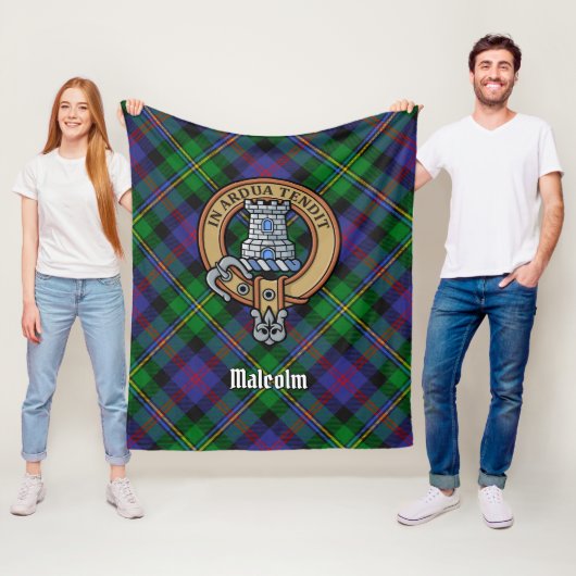 Clan Malcolm-Wappen über Tartan Fleecedecke (Beispiel)