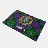 Clan Malcolm-Wappen über Tartan Fußmatte (Schrägansicht)