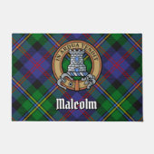 Clan Malcolm-Wappen über Tartan Fußmatte (Vorderseite)