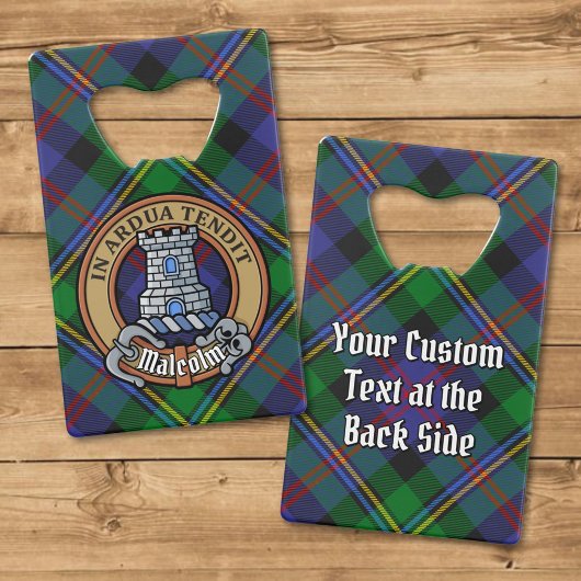 Clan Malcolm-Wappen über Tartan Geldbeutel Flaschenöffner